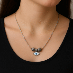 Evil eye pendant necklace in sterling silver