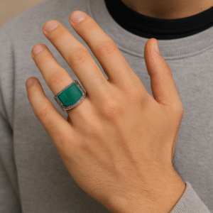 Bold Malachite Ring in Sterling Silver