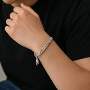 Double Curb Chain Bracelet in Sterling Silver