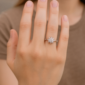 Floral Halo CZ Ring in Sterling Silver