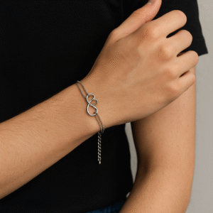Sterling Silver Infinity Heart Bracelet – Dual Chain Minimalist Design