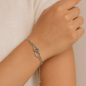 Sterling Silver Infinity Heart Bracelet – Dual Chain Minimalist Design
