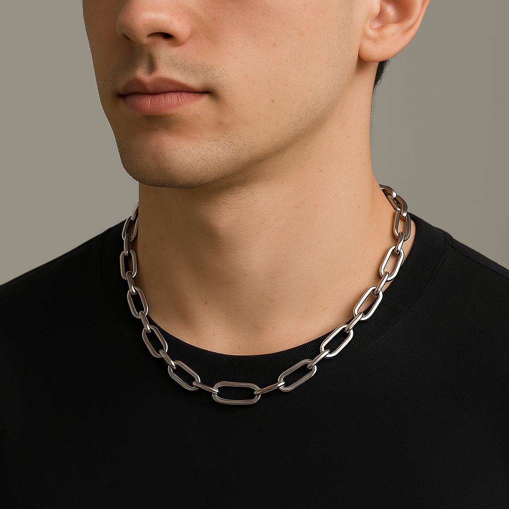 20 inch Bold Oval Link Chain in Sterling Silver– Statement Necklace