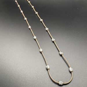 Two-Tone Beaded Chain in Sterling Silver – Sleek & Minimalist Style