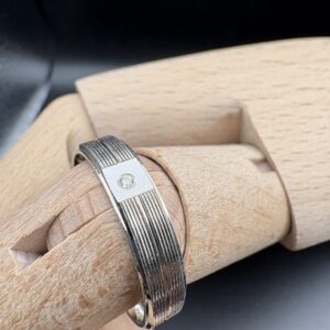 Brushed Silver Ring with Inset Zirconium – Men's Minimalist Band