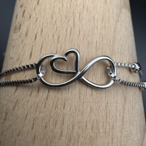 Sterling Silver Infinity Heart Bracelet – Dual Chain Minimalist Design