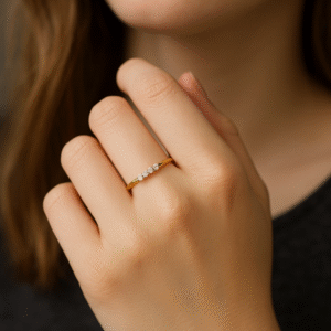 Dainty Diamond Gold Ring | 4 Stone Band | Minimalist Jewelry for Women