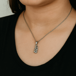 Elegant Sterling Silver Music Note Pendant Necklace – Sparkling Treble Clef Design