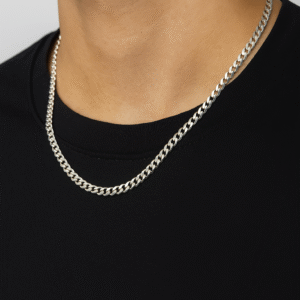 Men’s Sterling Silver Curb Link Chain Necklace- Bold Minimalist Streetwear Accessory