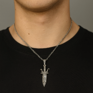 Sterling Silver Dagger Pendant Necklace for Men- Vintage Sword Design, Gothic Warrior Style