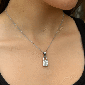 Elegant Sterling Silver Padlock Pendant Necklace- Sparkling Cubic Zirconia Detailing, Modern Minimalist Jewelry for Women